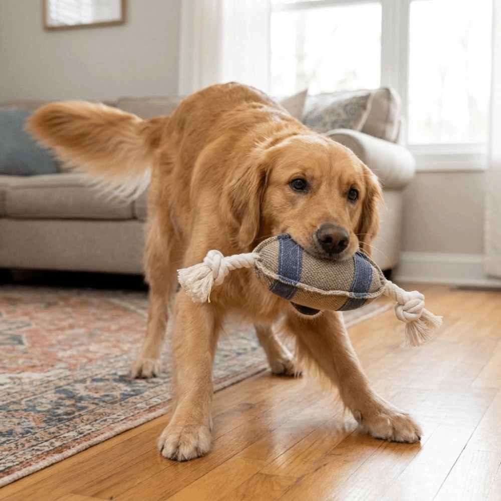 Balle à mâcher pour chien rési - Rugby Training Ball avis et prix